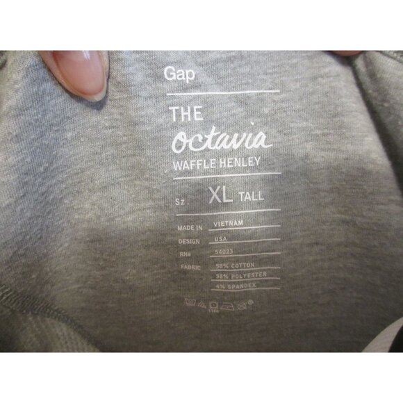 Gap Octavia Waffle Henley XL Tall Gray Long Sleeve Shirt 58% Cotton Blend - Picture 3 of 3